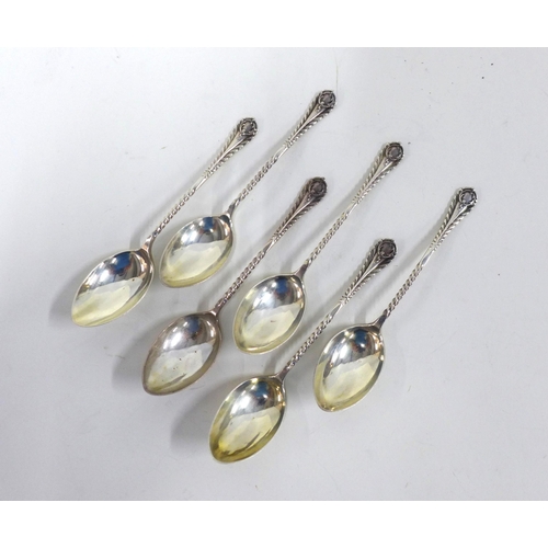 96 - Set of six Victorian silver teaspoons, Birmingham 1894 (6)