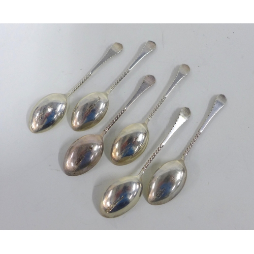 96 - Set of six Victorian silver teaspoons, Birmingham 1894 (6)