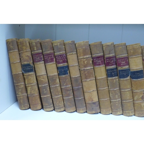 407 - Scott's Novels, twenty four leather bound books with marbled covers (24)