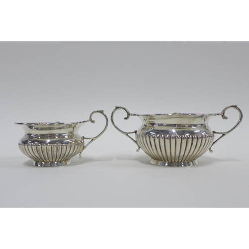 83 - Victorian silver sugar bowl and cream jug, Walker & Hall,  Sheffield 1899 (2)