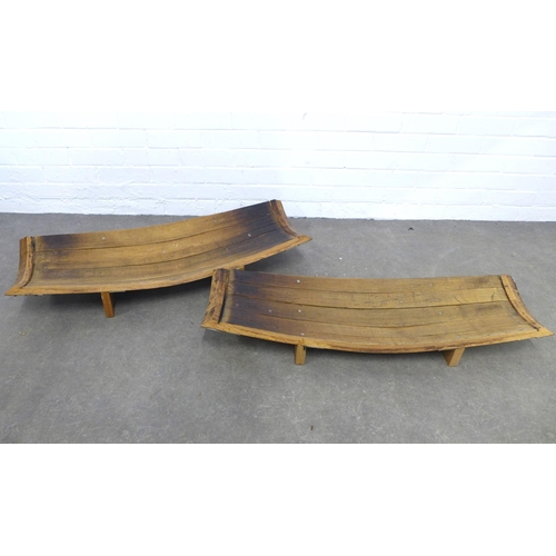 288 - Two artisan wooden trugs, 38 x 95cm. (2)