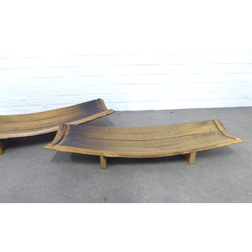 288 - Two artisan wooden trugs, 38 x 95cm. (2)