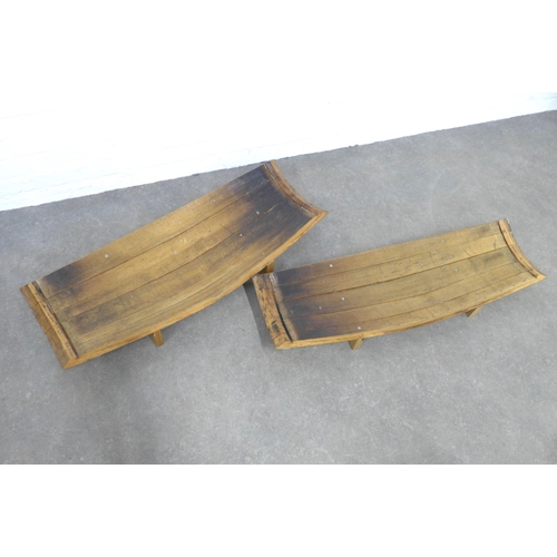 288 - Two artisan wooden trugs, 38 x 95cm. (2)