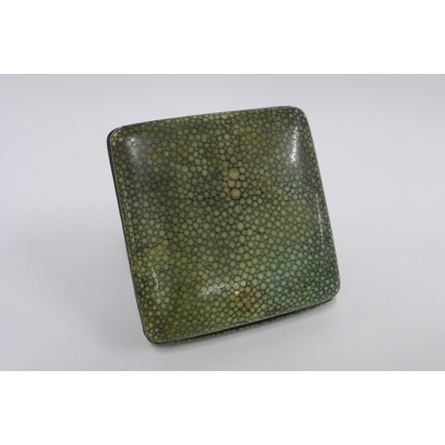 379 - Early 20th century shagreen cased travelling 8 Day clock,  11cm square