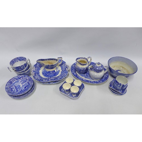 155 - Quantity of Staffordshire blue and white printed pottery.