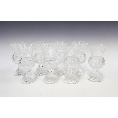 114 - Set of eight Edinburgh Crystal thistle hobnail cut wine glasses, 17cm (8)