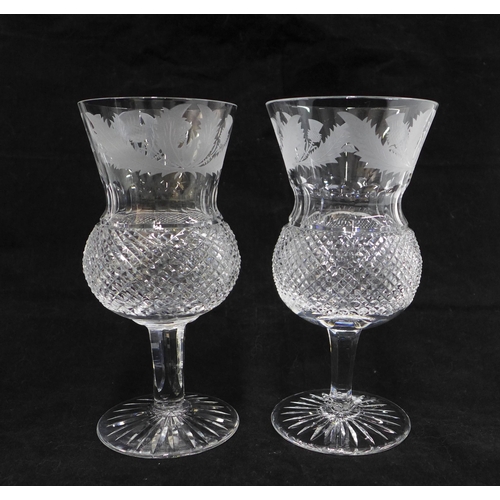 114 - Set of eight Edinburgh Crystal thistle hobnail cut wine glasses, 17cm (8)