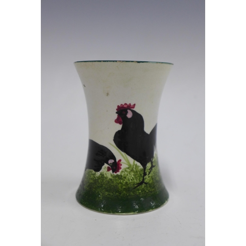 125 - Wemyss Ware, Robert Heron & Son, black cockerel with hens comb tray, 24.5 x 9.5cm, together with a s... 