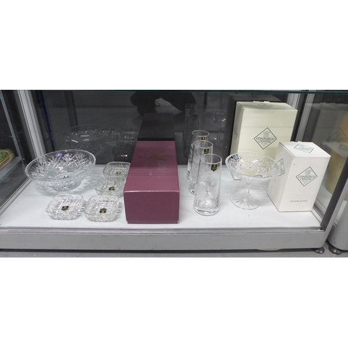 126 - Collection of Edinburgh Crystal , including a boxed decanter, three etched vases, a comport, crystal... 