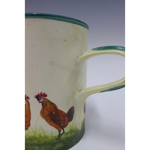 137 - Wemyss Ware, Robert brown cockerel and hens tyg mug, a/f with restorations, 14cm