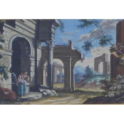 152 - Classical Ruins, framed print, 17 x 11cm