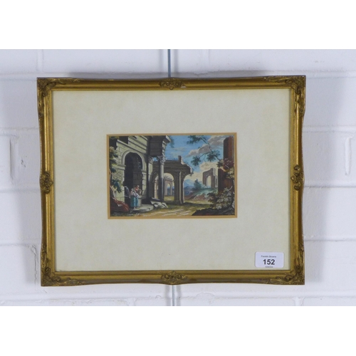 152 - Classical Ruins, framed print, 17 x 11cm