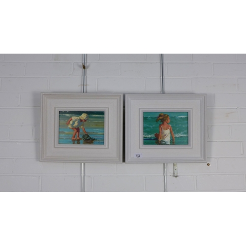 154 - JOHN HASKINS,  a pair of coloured prints, each in a white frame, sizes overall 36 x 30cm (2)