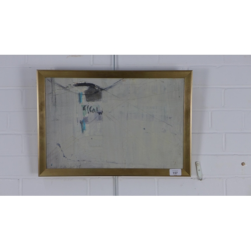 157 - SUSAN PETTINGER (20th Century) Abstract oil on board, signed and dated 89, framed 45 x 30cm