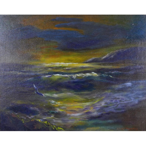 162 - ROBERT MERRILEES, untitled seascape, signed oil on board, framed, 50 x 40cm