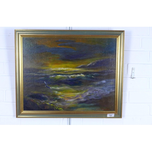 162 - ROBERT MERRILEES, untitled seascape, signed oil on board, framed, 50 x 40cm