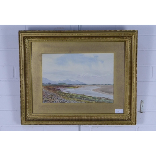 167 - J WADHAM ROBINSON, untitled loch scene watercolour, signed and framed under glass,  35 x 25cm