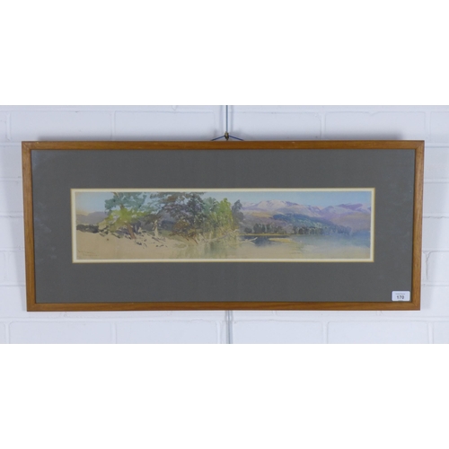 170 - LOCH MORLICH, GRAMPIANS, watercolour, monogrammed bottom left, framed under glass, 63 x 15cm