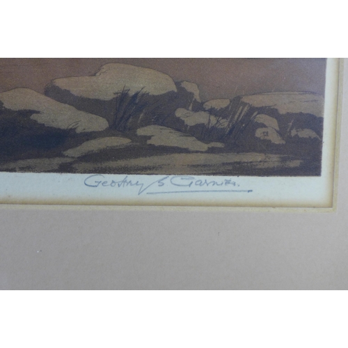 179 - GEOFFREY SNEYD GARNIER (1889 - 1971) TREMATON CASTLE, Aquatint, signed and numbered 8/100, framed un... 