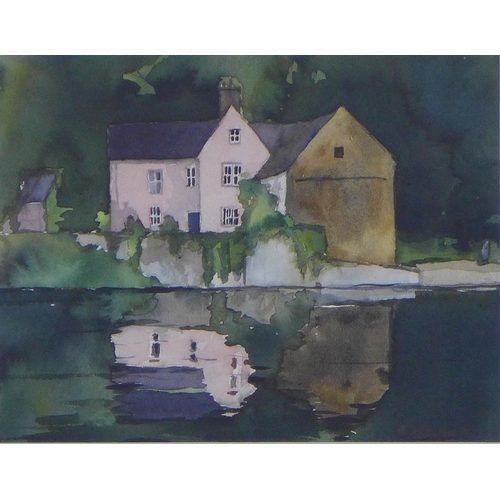 190 - NIGEL NOBLE-NESBIT, Untitled riverside scene, watercolour, signed and framed under the glass, 21 x 1... 