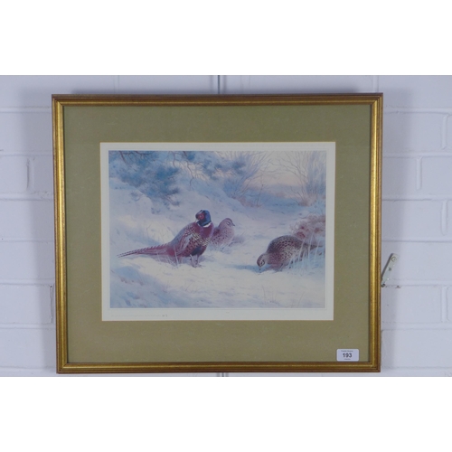 193 - Archibald Thorburn ltd ed print 413/500, framed under glass, 56 x 48cm overall