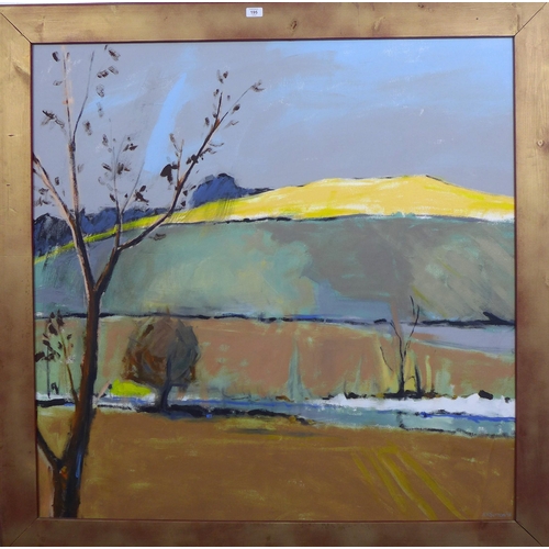 195 - A. H. Sutton, a large landscape oil on canvas, signed, framed, 113 x 113cm