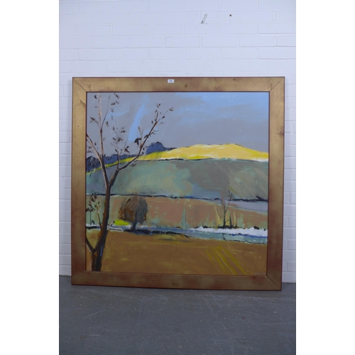 195 - A. H. Sutton, a large landscape oil on canvas, signed, framed, 113 x 113cm