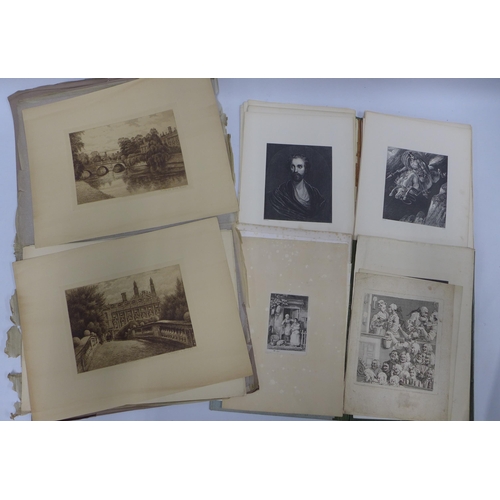 198 - Engravings from works of deceased british artists, a folio together the Edinburgh Etching Club portf... 