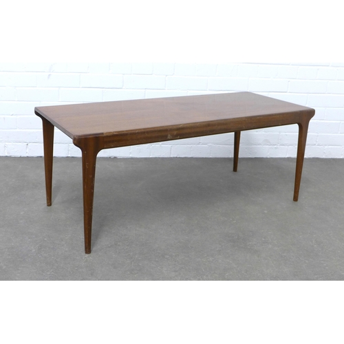 201 - Mid century teak coffee table, 107 x 42 x 47cm.