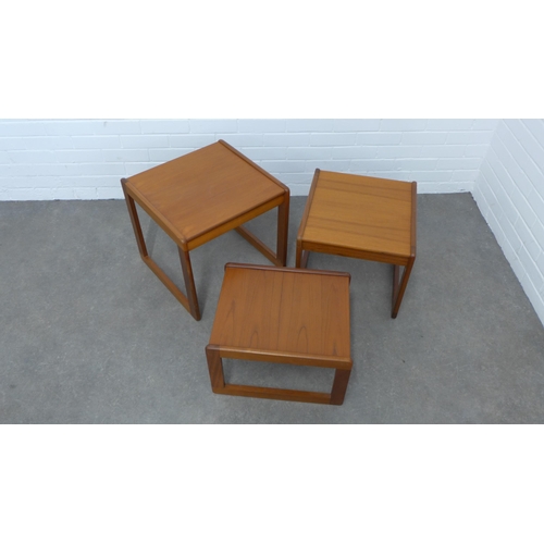 205 - Vintage / retro teak nest of three tables, 49 x 46 x 48cm. (3)