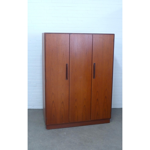 206 - G Plan - Fresco Range - A teak three door  wardrobe, 128 x 175 x 59cm.