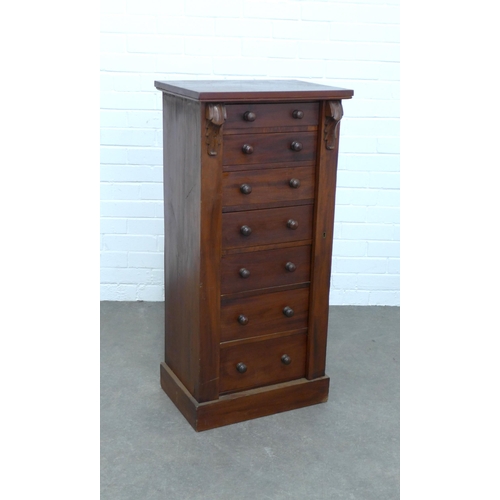 216 - Mahogany wellington chest with seven graduating drawers,  49 x 102 x 35cm.