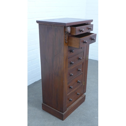 216 - Mahogany wellington chest with seven graduating drawers,  49 x 102 x 35cm.