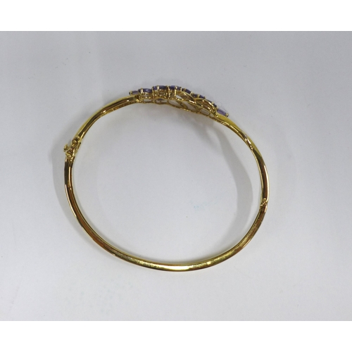 3 - 9ct gold gemset bangle and a matching 9ct gold pendant necklace (2)