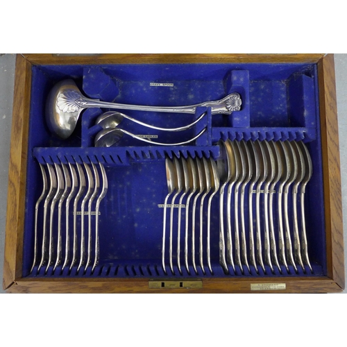 381 - Early 20th century oak canteen of cutlery, 49 x 37cm