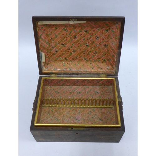 391 - Chinoiserie painted jewellery box, with ormolu handles, paper lined interior and lift out tray with ... 