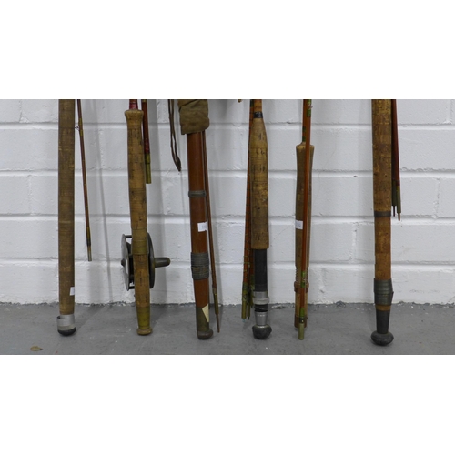 393 - Collection of vintage fishing rods and one fishing reel