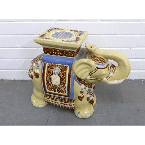 400 - Pottery elephant veranda stool, 50 x 38cm