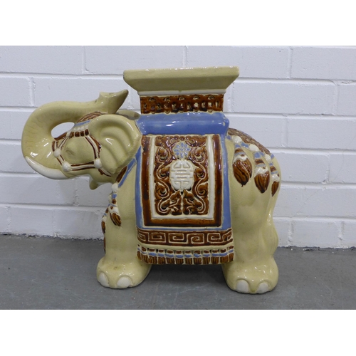 400 - Pottery elephant veranda stool, 50 x 38cm