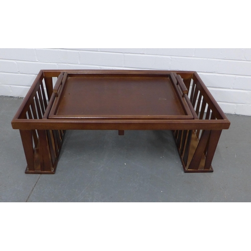 403 - Raised wooden bed tray, 74 x 25 x 42cm