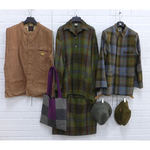 404 - Collection of women's tweed clothing, including House of Bruar Jacket (S) and Skirt (14), Glenalmond... 