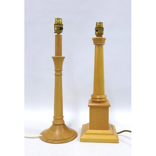 409 - Two wooden table lamps, taller 42cm (2)