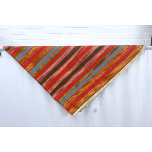 424 - A late 19th / early 20th century South American inspired Scottish shawl, with red ground and coloure... 