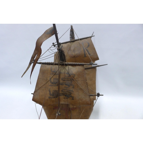 429 - The Golden Hind model ship on stand, 76cm.