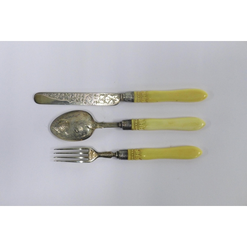 47 - Victorian silver Christening cutlery set with composite handles, Birmingham 1894 (4)