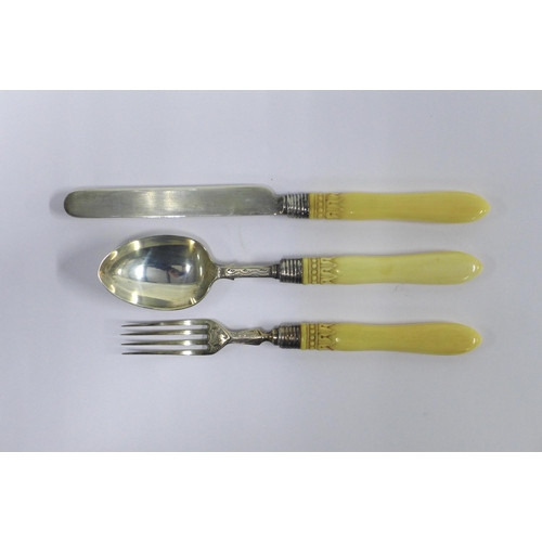 47 - Victorian silver Christening cutlery set with composite handles, Birmingham 1894 (4)