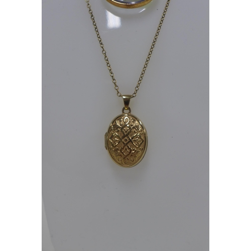 6 - Clover pendant on a 9ct gold trace link chain and a 9ct gold locket on chain