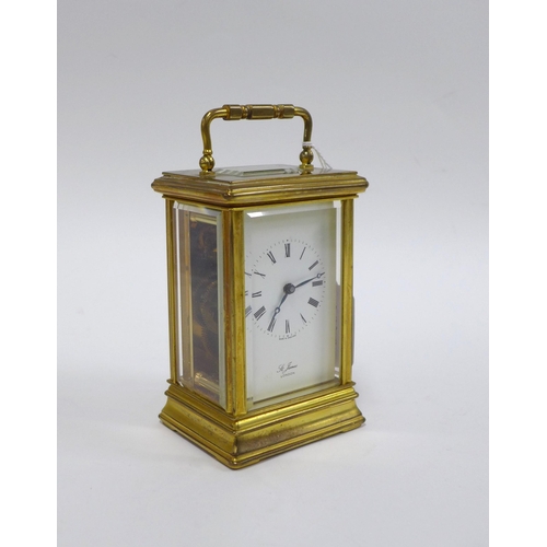 67 - St James of London brass cased carriage clock, 15cm including handle