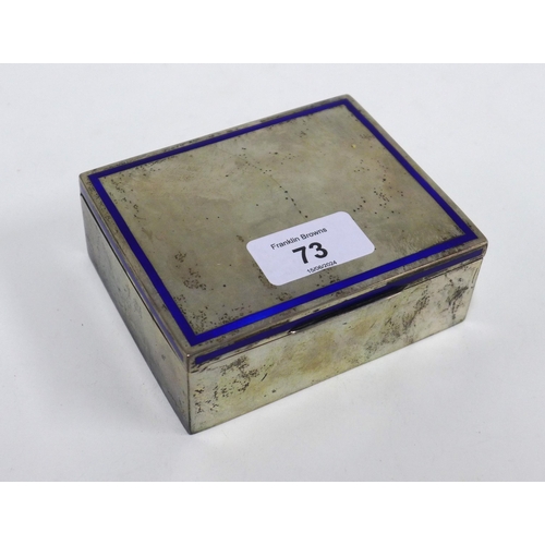 73 - Early 20th century continental silver gilt box with blue enamel border, indistinct stmpe4d marks 11 ... 