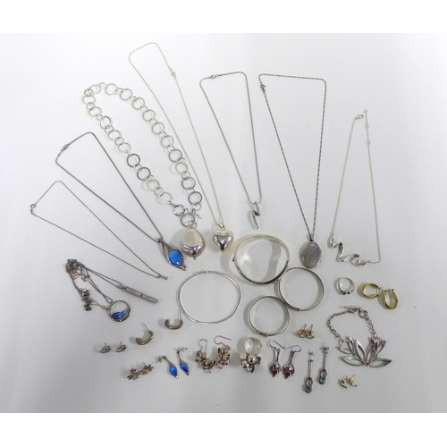 74 - A collection of modern silver jewellery to include bangles, necklaces, earrings and ring, etc  (a lo... 